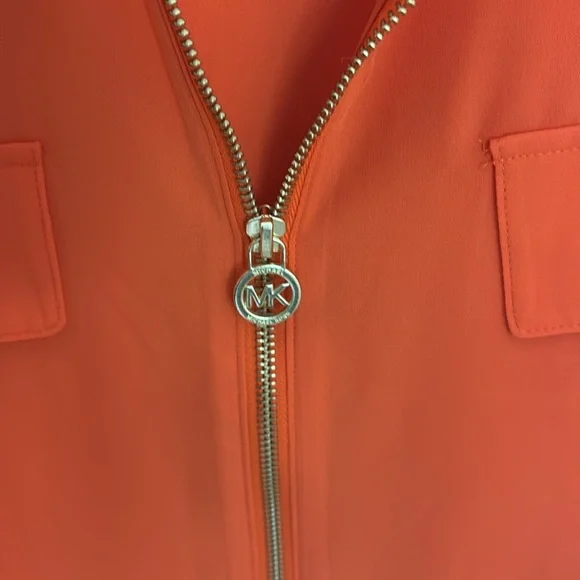 Michael Kors Orange Long Sleeve Collar Blouse - Picture 2 of 7
